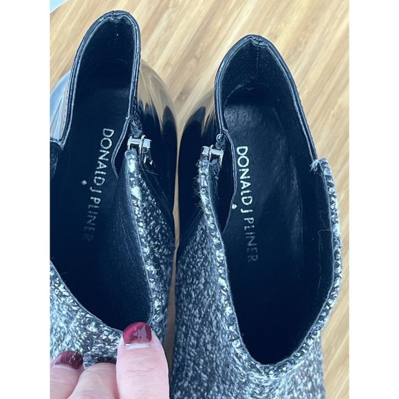 DONALD J PLINER Women Booties Black Grey 9 M Jaxx Ankle Boots Sparkle Shimmer - Picture 13 of 14